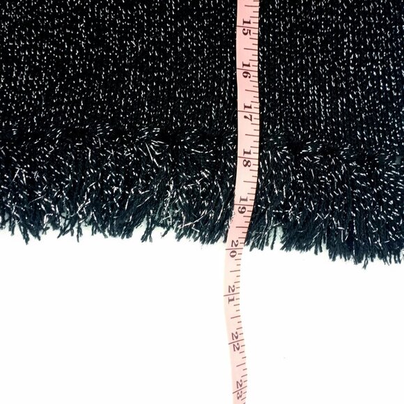 Vintage Black Sparkly Cropped Tasseled Tinsel 3/4 Sleeve Sweater Rosanna Med. - Picture 8 of 8